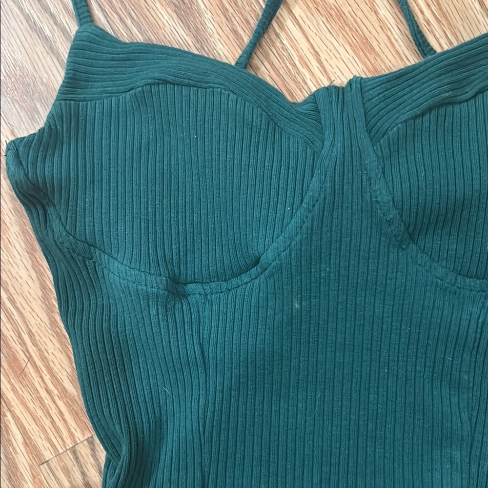 Green Ribbed Bustier Top - Picture 2 of 6
